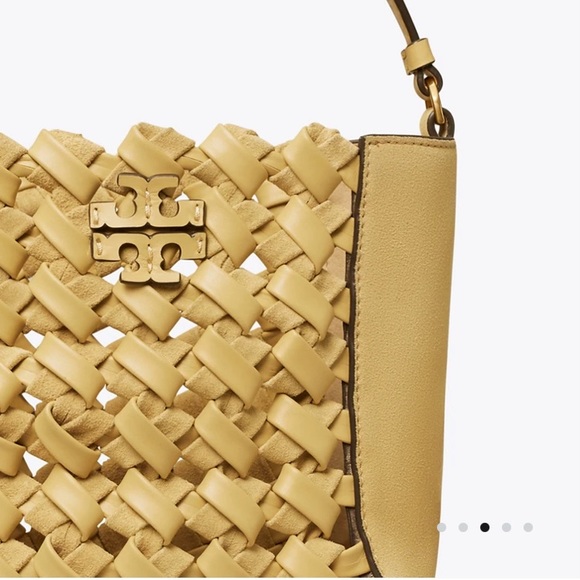 Tory Burch McGraw Woven Embossed Small Bucket Bag - Picture 3 of 12